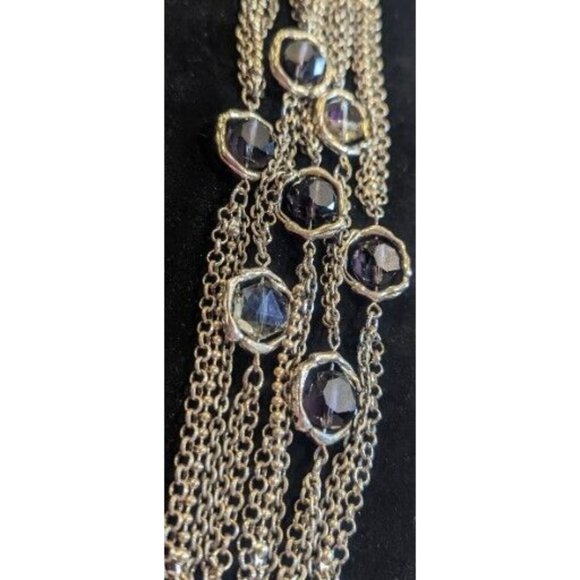 Stunning Vintage Estate Multi Strand Chain Purple Faceted Bead Bracelet 8" - Picture 3 of 8